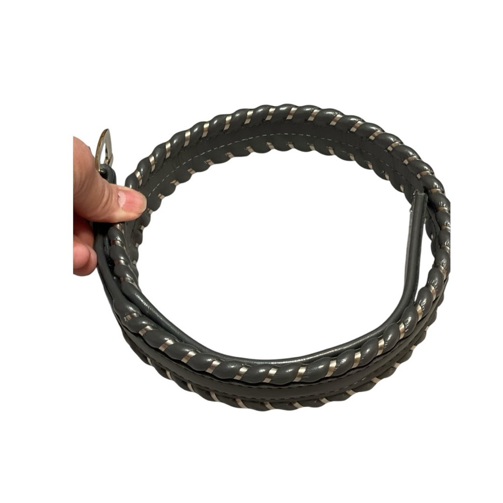 Justin Womens Leather Whip Stitch Belt Gray Silver Size Small Western Casual USA - Picture 3 of 9